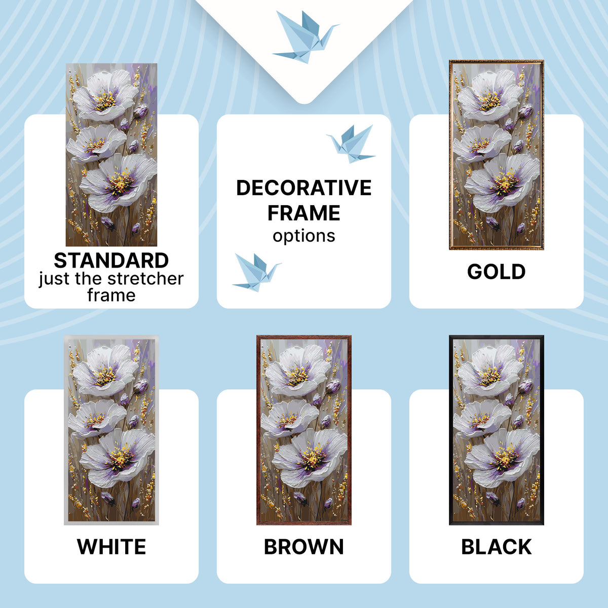 Pictură pe numere pe șasiu 40×80 cm – Flori delicate cu culori metalice – Flori – LW 5207