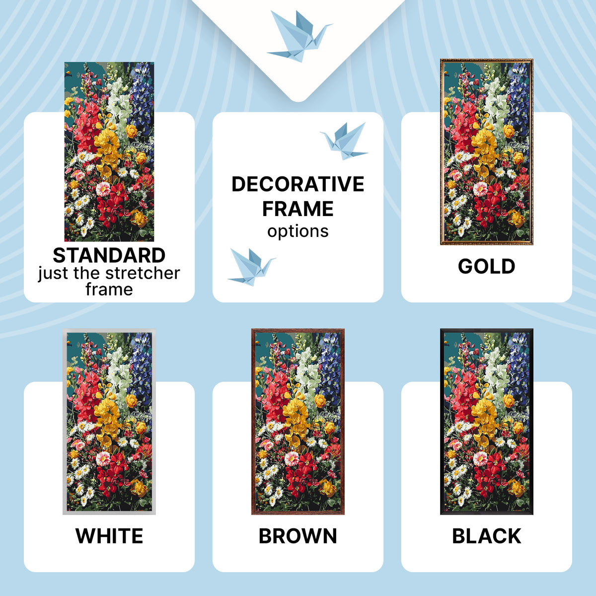 Pictură pe numere pe șasiu 40×80 cm – Simfonie însorită – Flori – LW 5245