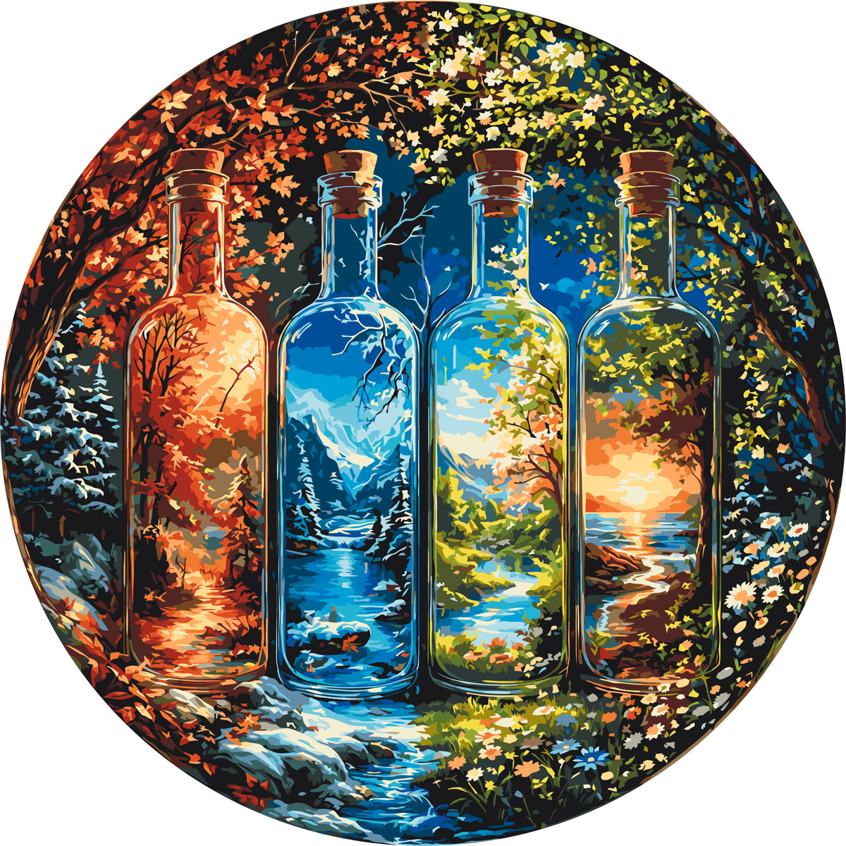 Pictură pe numere rotundă Ø45 cm – Anotimpurile – Peisaj – OR 2005
