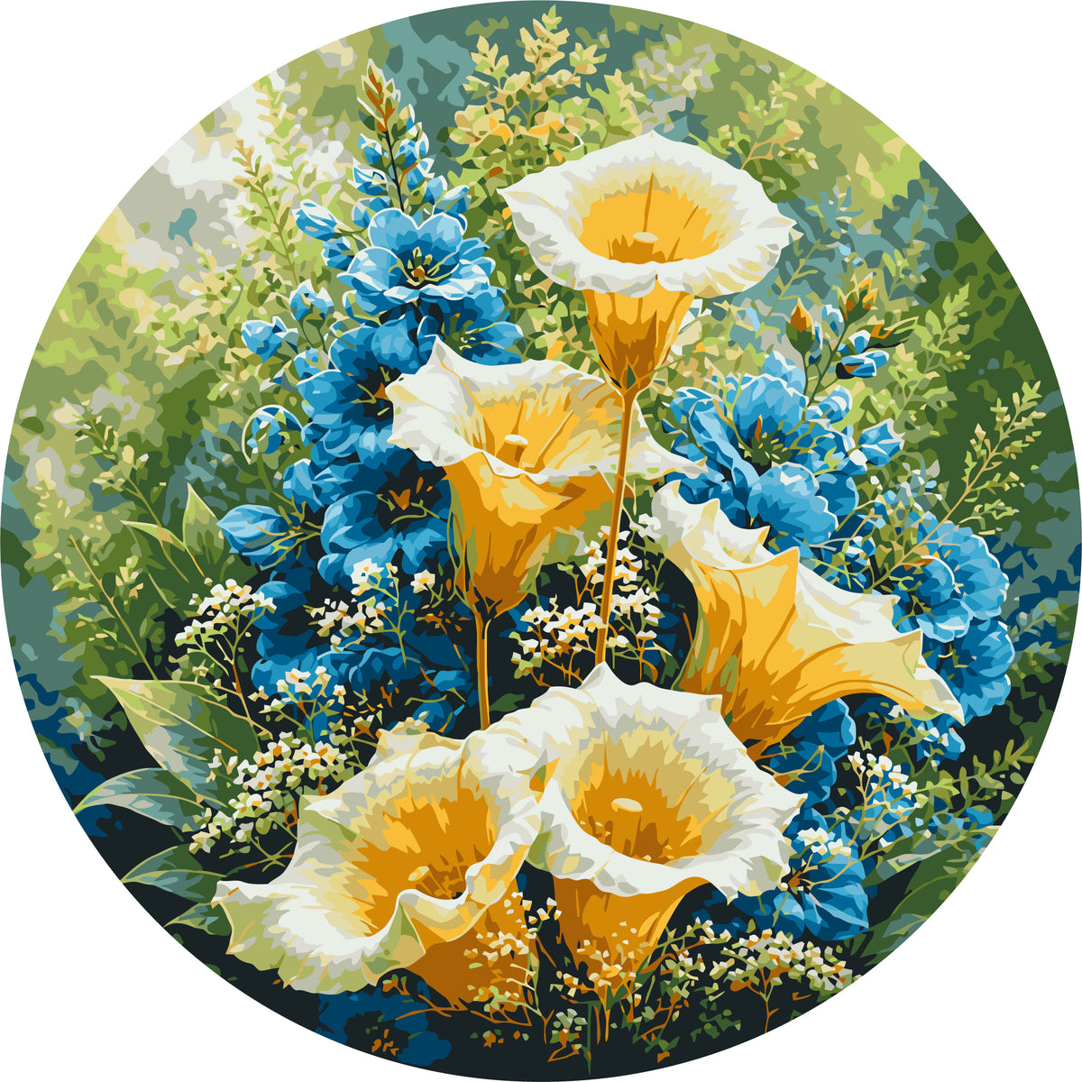 Pictură pe numere rotundă Ø45 cm – Cale patriotice – Flori – OR 2009