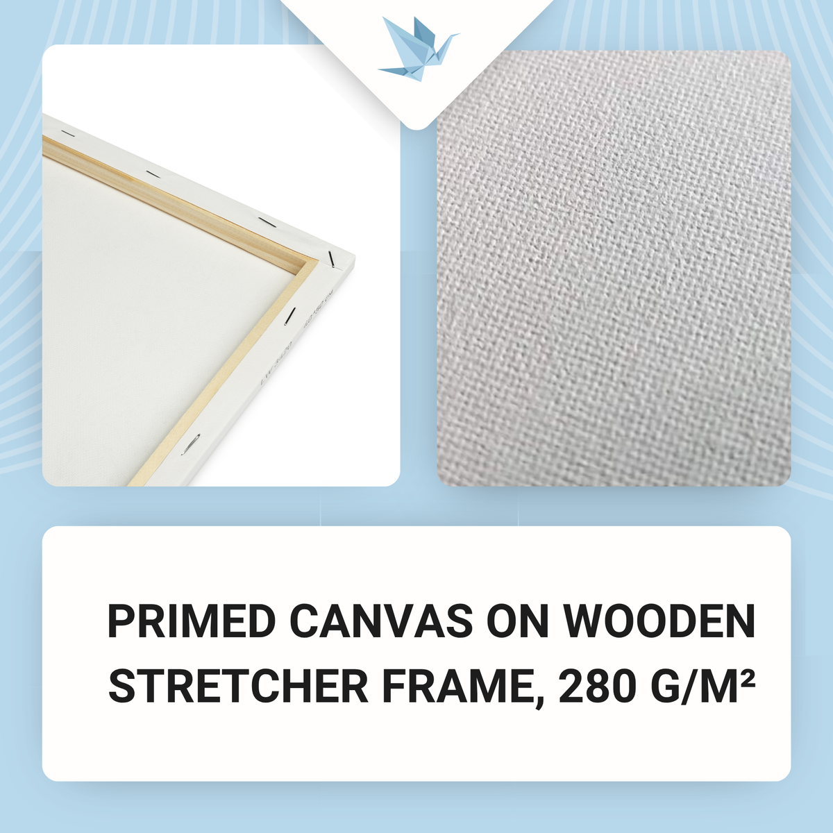 Pânză pentru pictură amorsată pe șasiu din lemn 20×30 cm, 280 g/m²