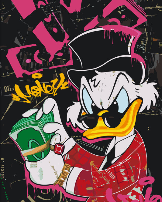 Pictură pe numere – Unchiul Scrooge cu un teanc de bani