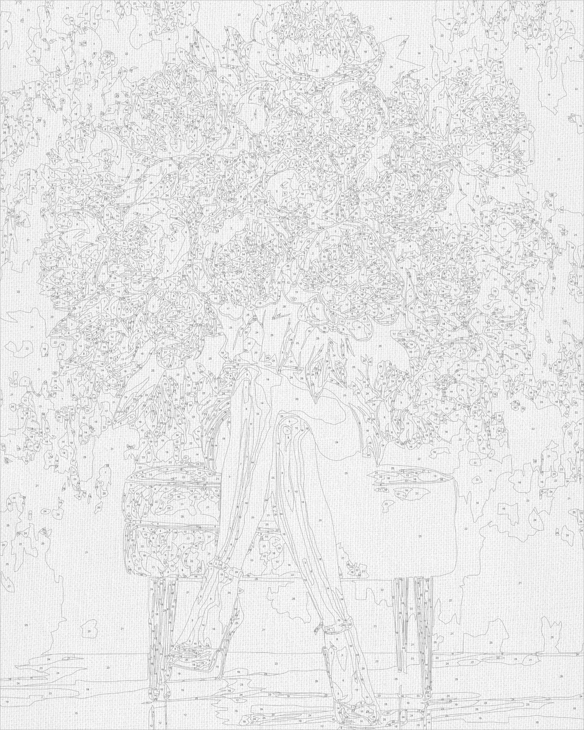 Pictură pe numere pe șasiu 40×50 cm – Fată cu buchet de bujori cu culori metalice – Flori/Oameni – LW 3048-01