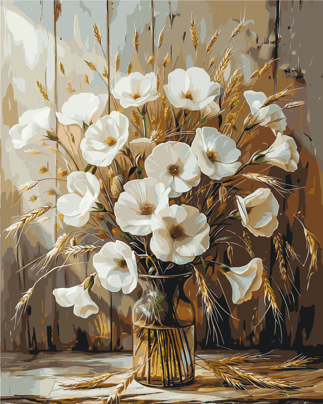 Pictură pe numere pe șasiu 40×50 cm – Buchet de maci cu culori metalice – Flori – LW 30491