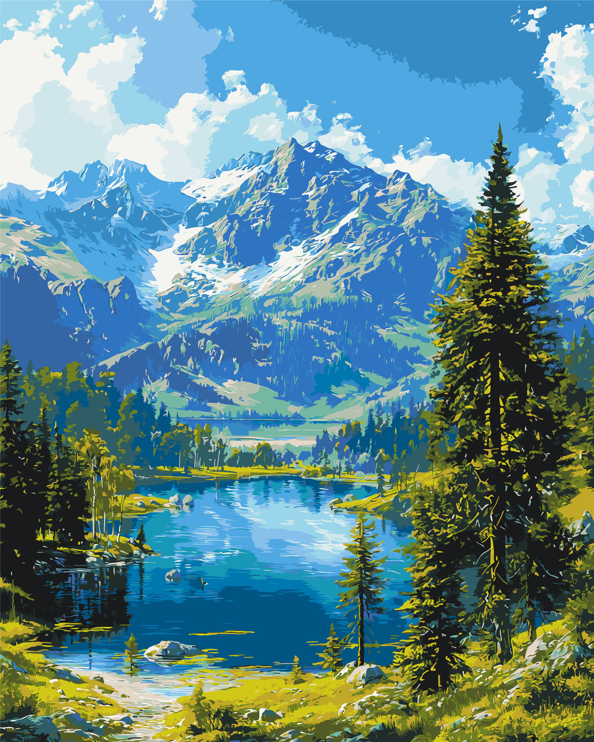Pictură pe numere pe șasiu 40×50 cm – Liniște montană – Peisaj – LW 30990