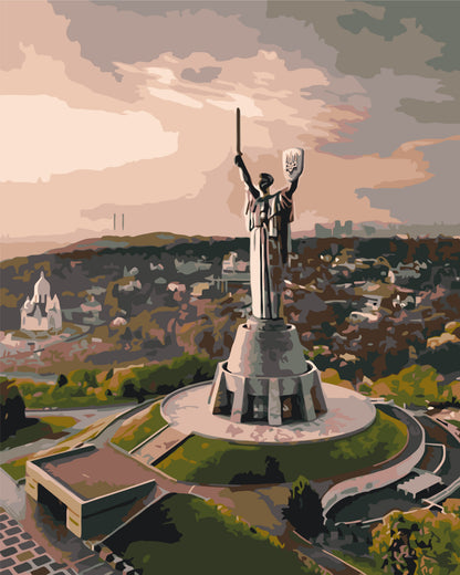 Pictură pe numere pe șasiu 40×50 cm – Motive ucrainene: Kiev, Monumentul Patria-Mamă – Peisaj – LW 3124