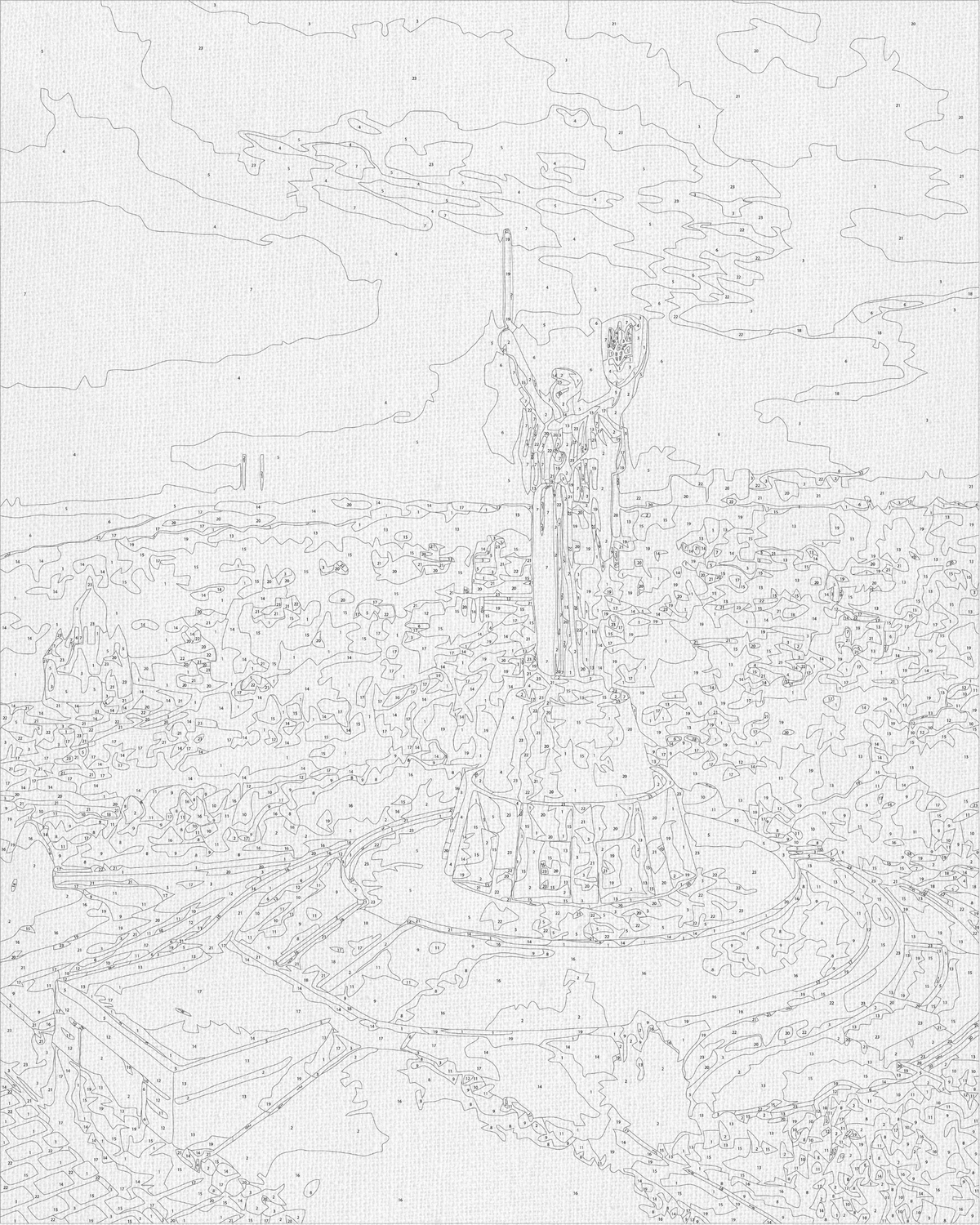 Pictură pe numere pe șasiu 40×50 cm – Motive ucrainene: Kiev, Monumentul Patria-Mamă – Peisaj – LW 3124