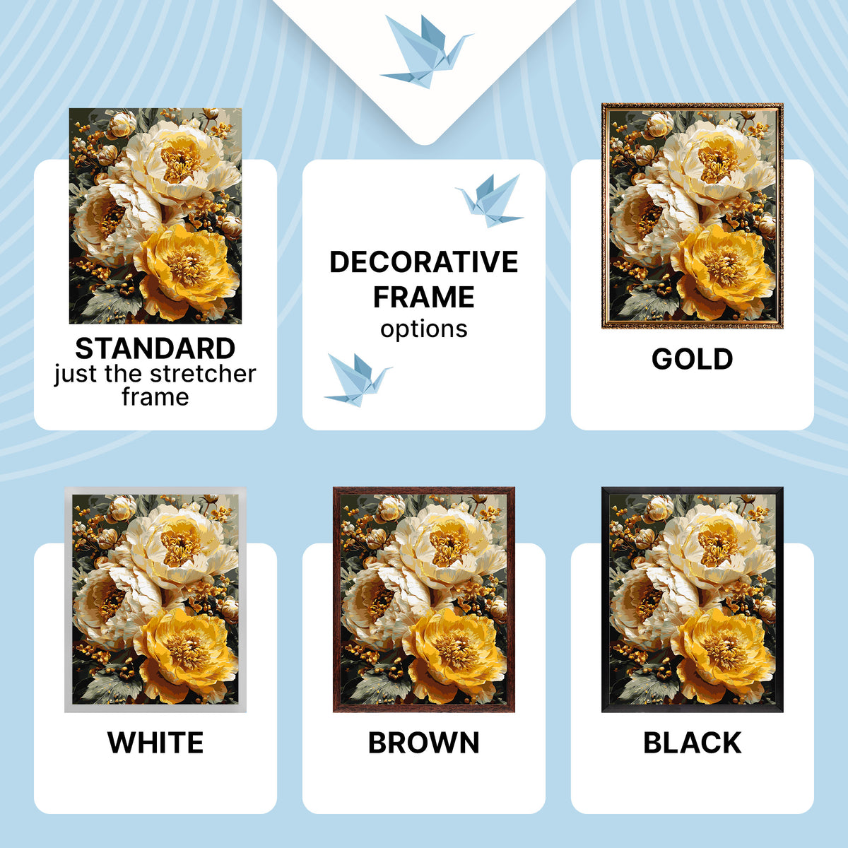 Pictură pe numere pe șasiu 40×50 cm – Bujori bogați cu culori metalice – Flori – LW 3154-01