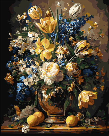 Pictură pe numere pe șasiu 40×50 cm – Buchet bogat în vază – Flori/Natură statică – LW 3174-01