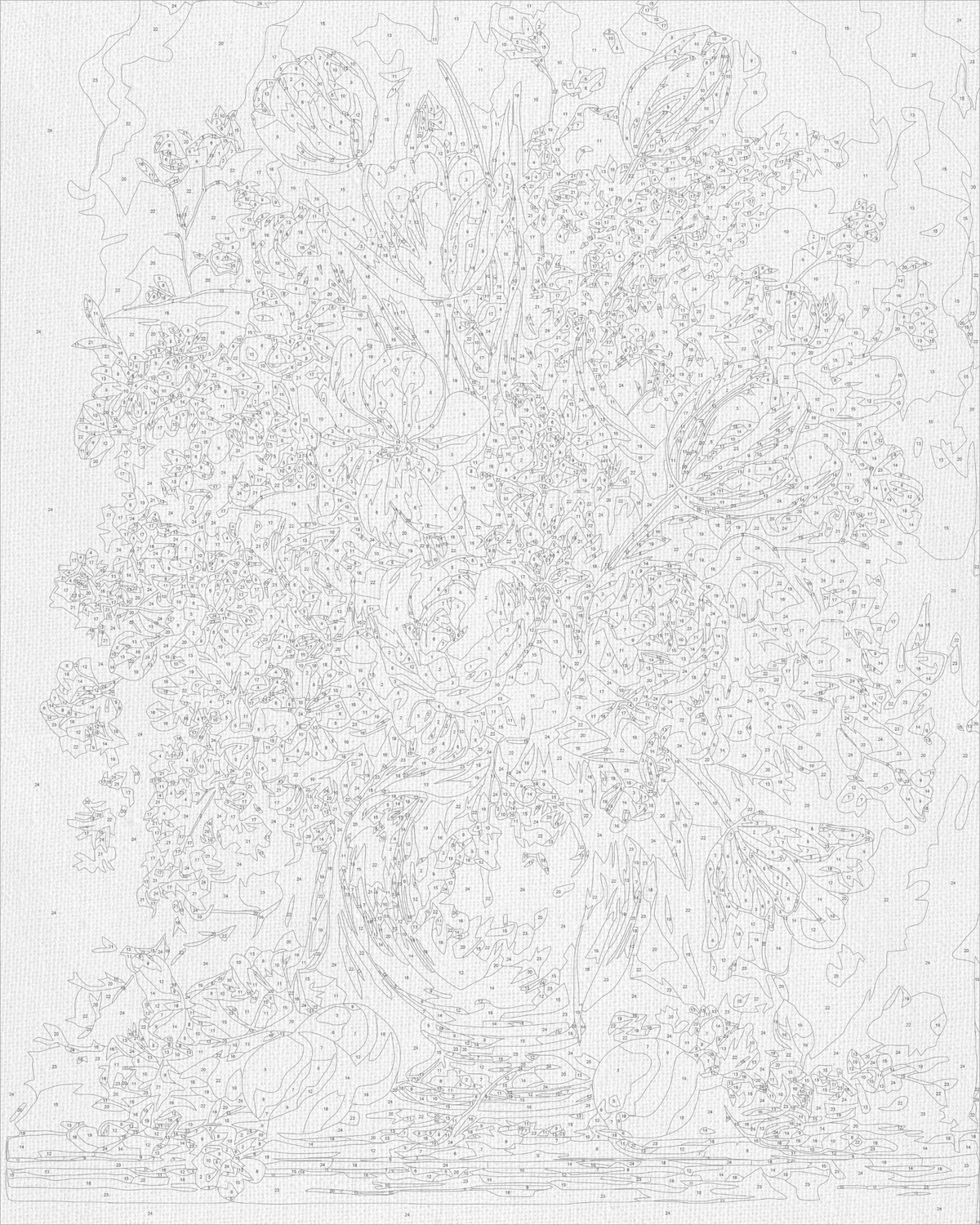 Pictură pe numere pe șasiu 40×50 cm – Buchet bogat în vază – Flori/Natură statică – LW 3174-01