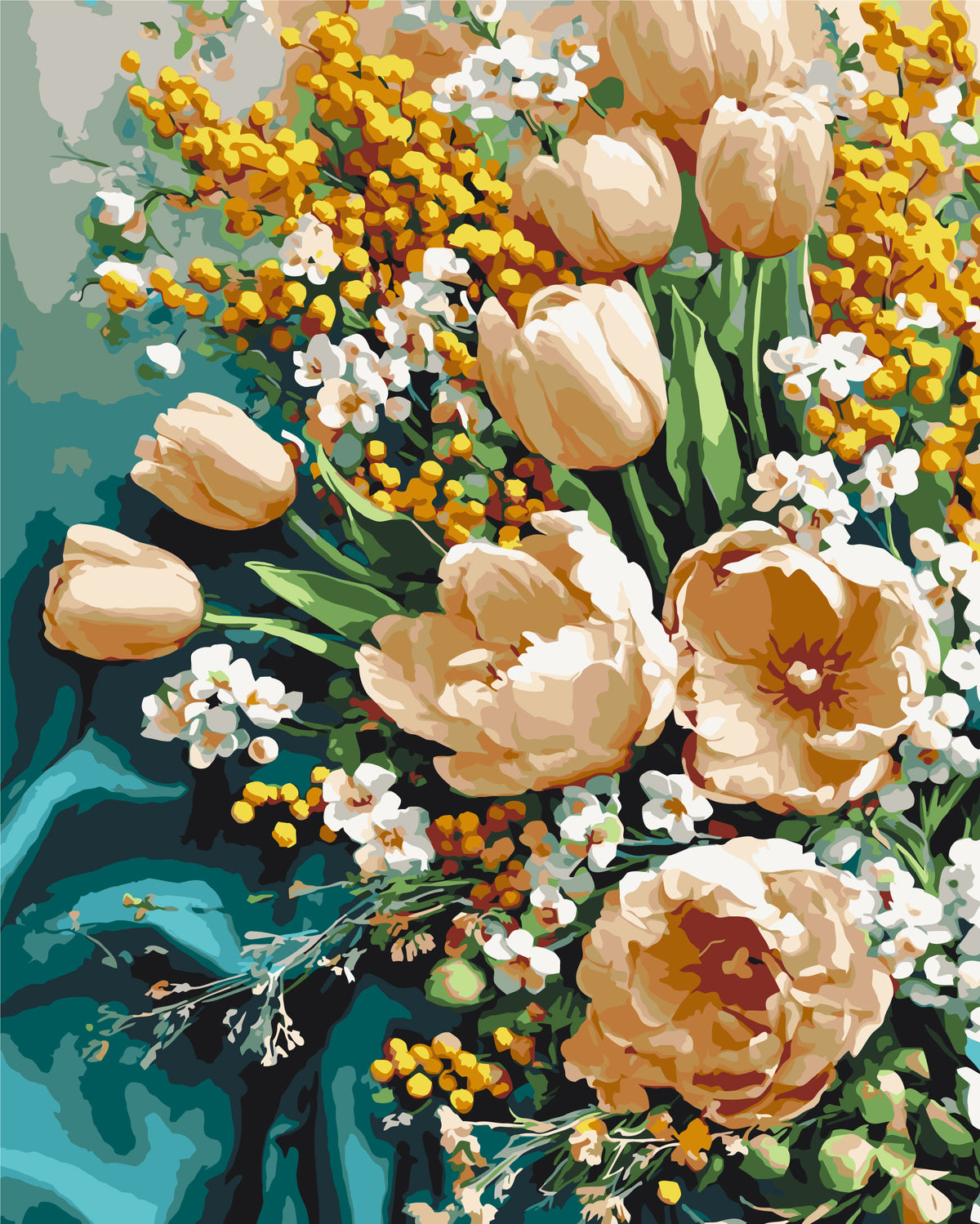 Pictură pe numere pe șasiu 40×50 cm – Lalele de primăvară – Flori – LW 3178-01