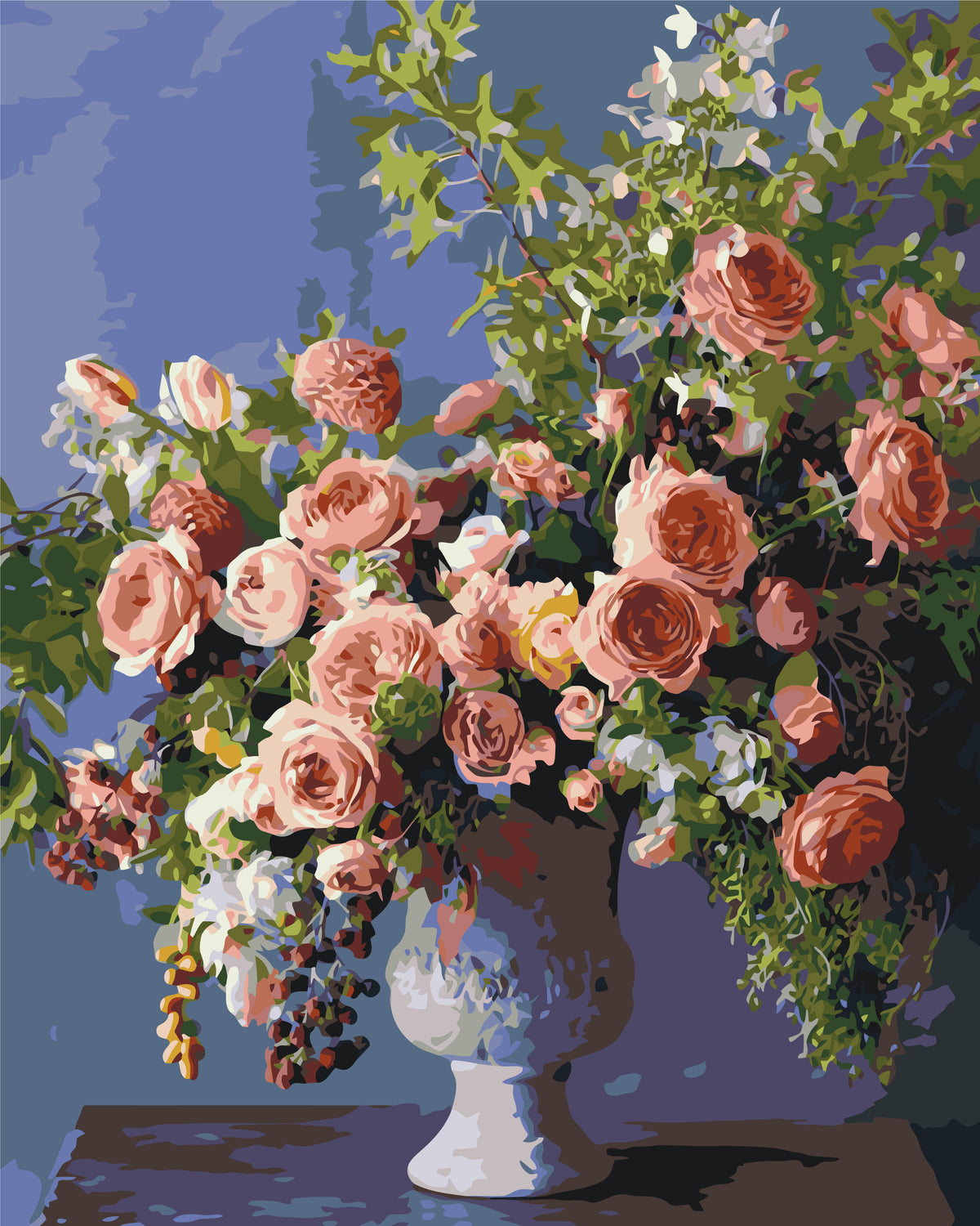 Pictură pe numere pe șasiu 40×50 cm – Buchet de bujori în vază – Flori – LW 3239