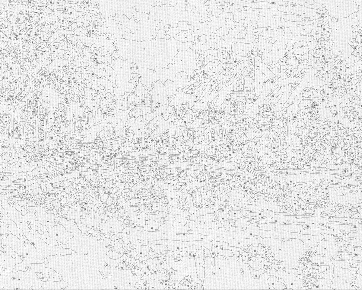 Pictură pe numere pe șasiu 40×50 cm – Sat de iarnă – Iarnă/Crăciun/Peisaj – LW 3254