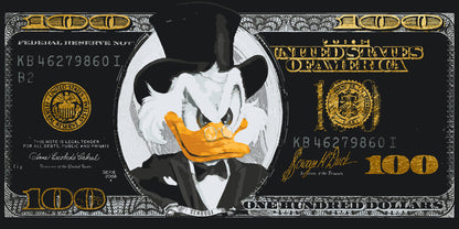 Pictură pe numere pe șasiu 40×80 cm – Unchiul Scrooge, dolarul negru cu culori metalice aurii – Eroi de film – LW 3287
