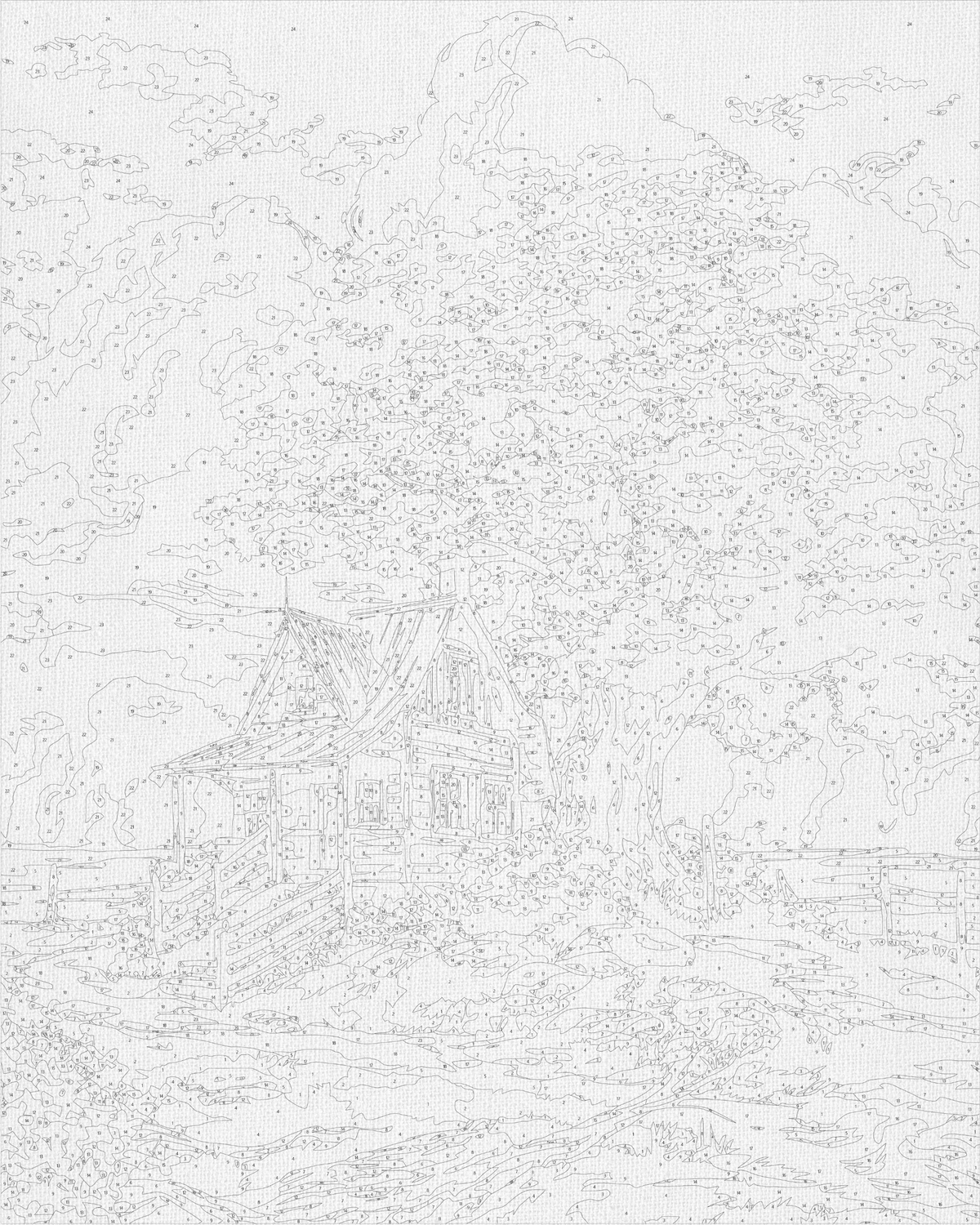 Pictură pe numere pe șasiu 40×50 cm – Copac roz în pădure – Peisaj – LW 3296