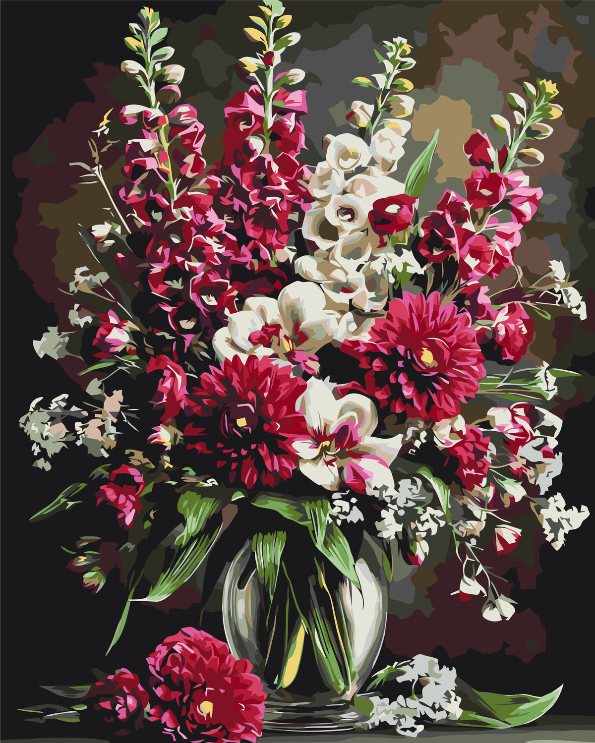 Pictură pe numere pe șasiu 40×50 cm – Buchet fermecător – Flori – LW 3298-01
