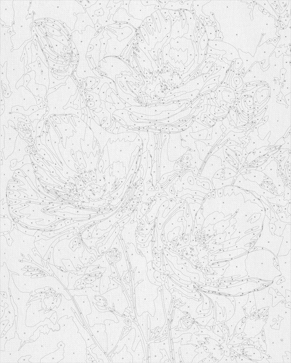 Pictură pe numere pe șasiu 40×50 cm – Flori albe cu culori metalice – Flori – LW 3302