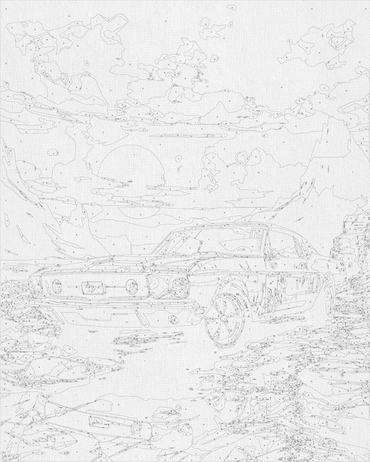 Pictură pe numere pe șasiu 40×50 cm – Mustang la apus de soare – Peisaj – LW 3314