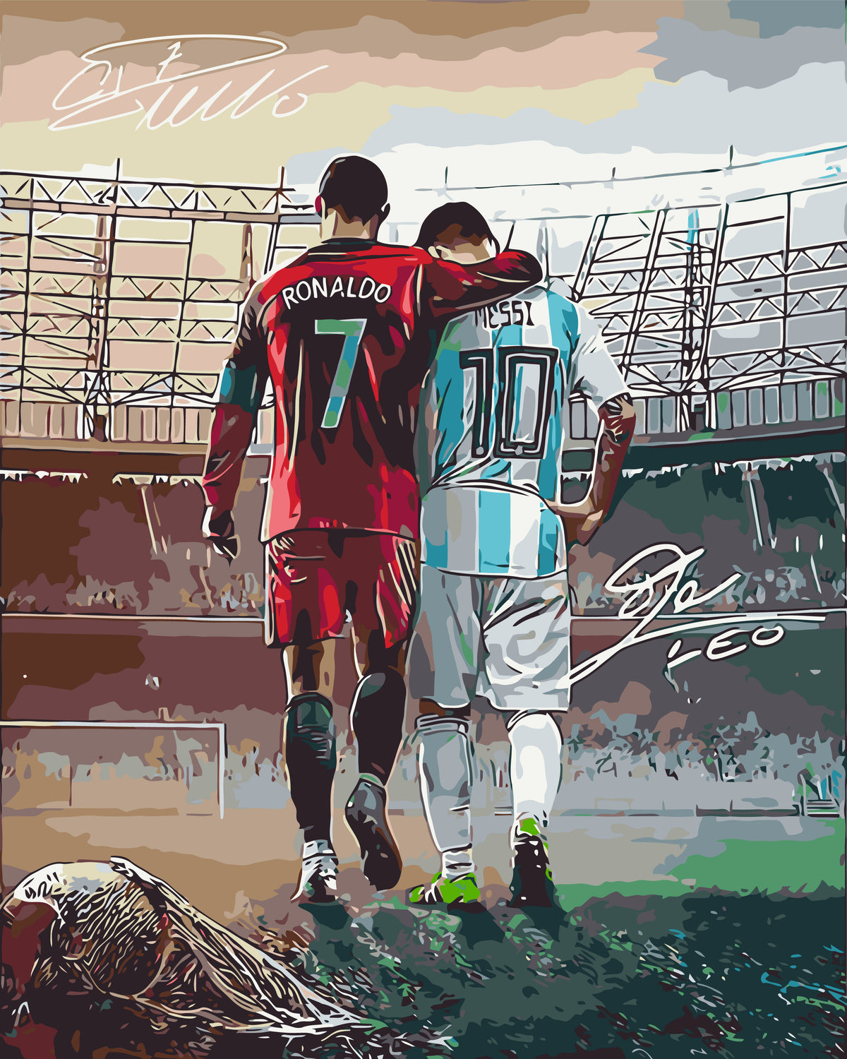 Pictură pe numere pe șasiu 40×50 cm – Două legende: Ronaldo și Messi – Oameni – LW 3322