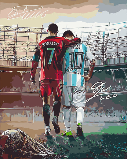 Pictură pe numere pe șasiu 40×50 cm – Două legende: Ronaldo și Messi – Oameni – LW 3322