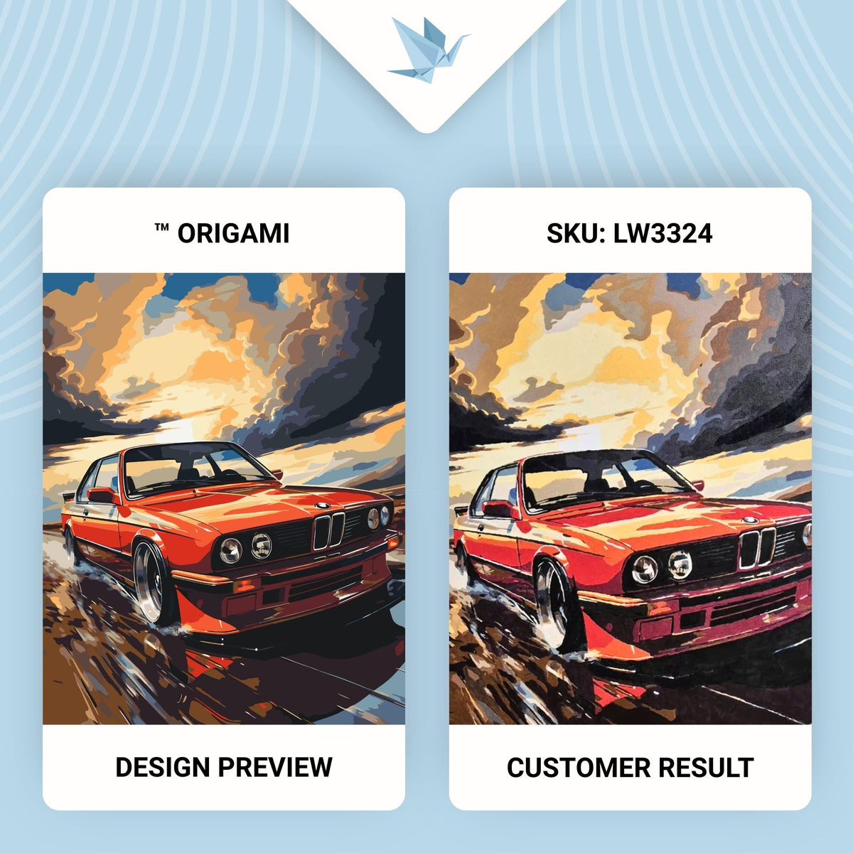 Pictură pe numere pe șasiu 40×50 cm – BMW E34 – Mașini/Peisaj – LW 3324