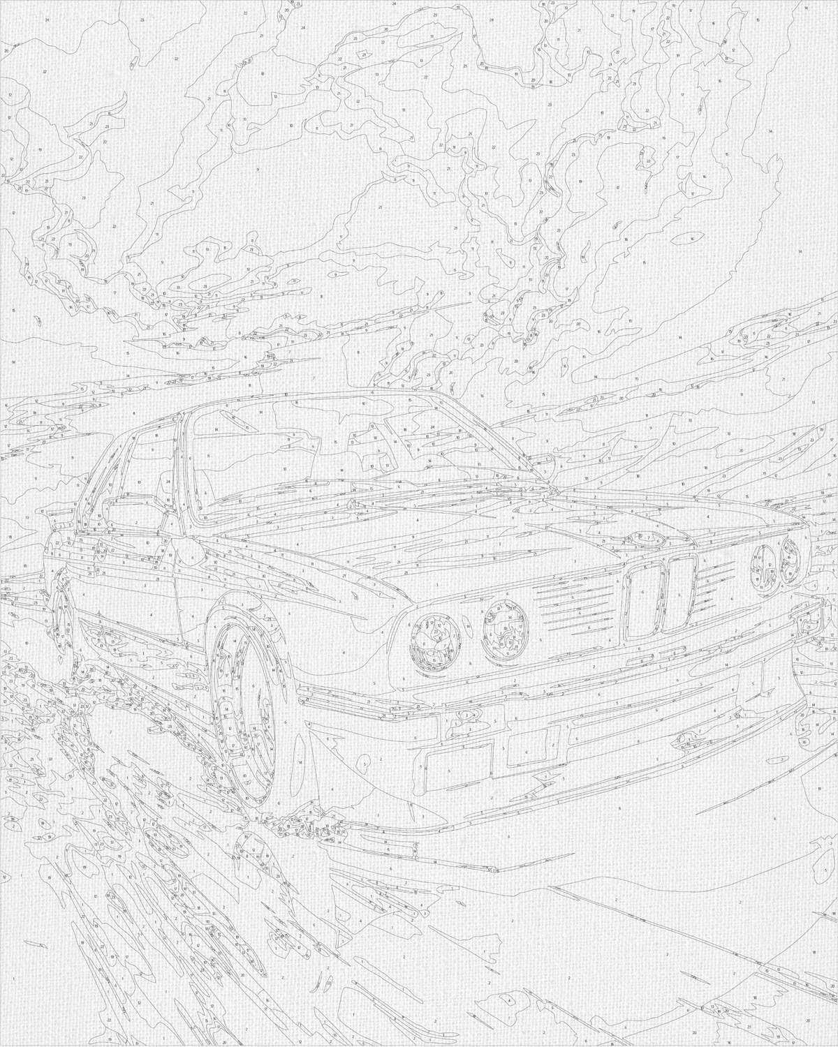 Pictură pe numere pe șasiu 40×50 cm – BMW E34 – Mașini/Peisaj – LW 3324