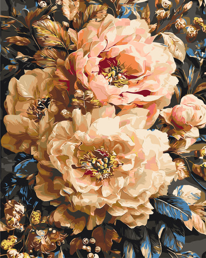 Pictură pe numere pe șasiu 40×50 cm – Bujori caramel – Flori – LW 3330-01