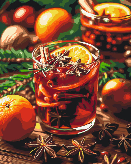 Pictură pe numere – vin fiert de Crăciun