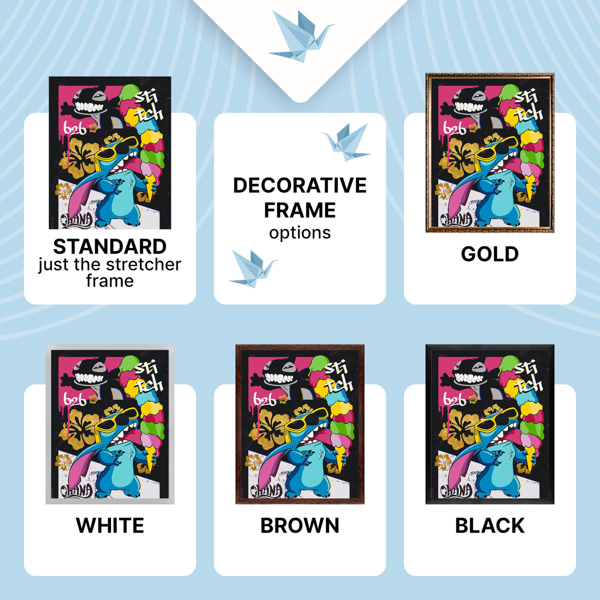Pictură pe numere pe șasiu 40×50 cm – Stitch cu culori metalice – Eroi de film – LW 3423