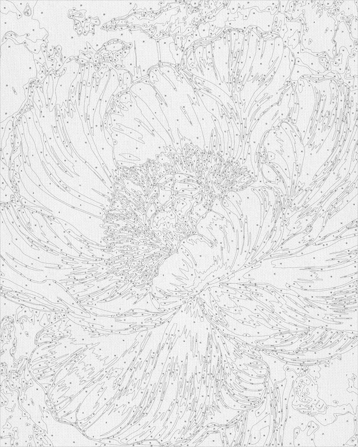 Pictură pe numere pe șasiu 40×50 cm – Bujor alb cu culori metalice – Flori – LW 3429