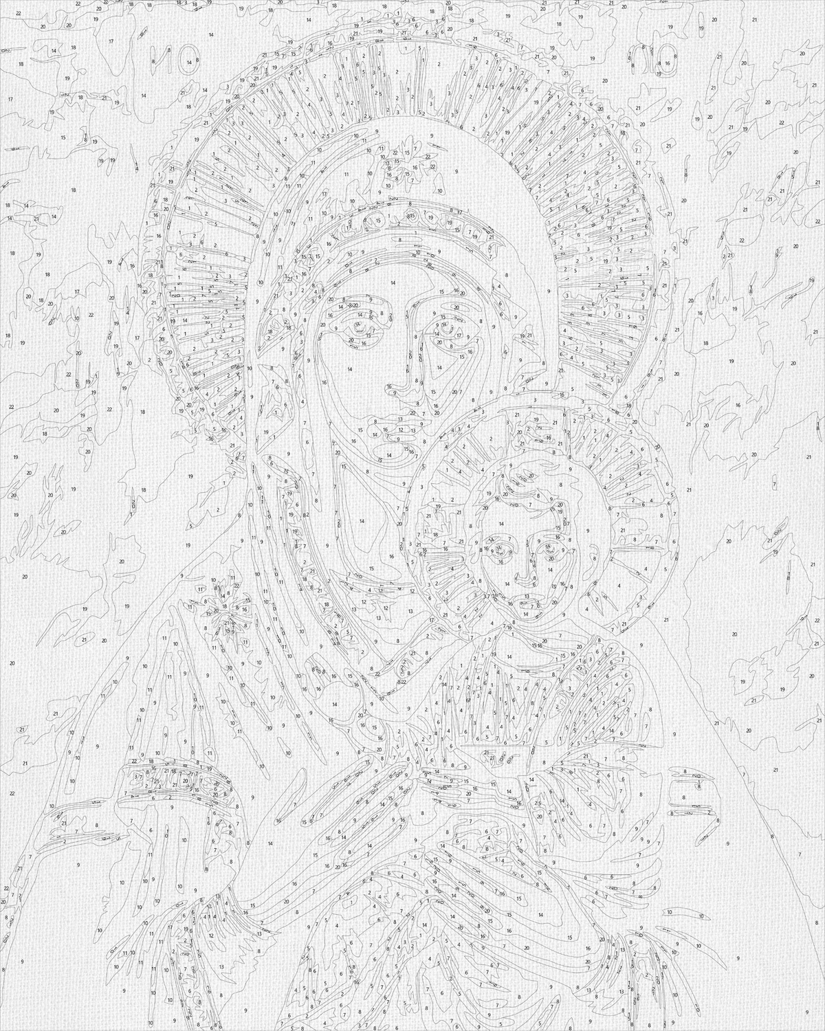 Pictură pe numere pe șasiu 40×50 cm – Icoana Maicii Domnului cu culori metalice – Religie – LW 3431