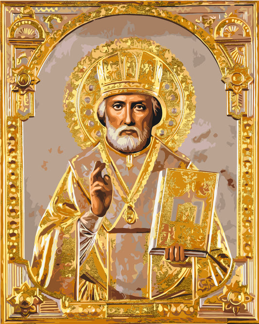 Pictură pe numere – icoana Sfântului Nicolae