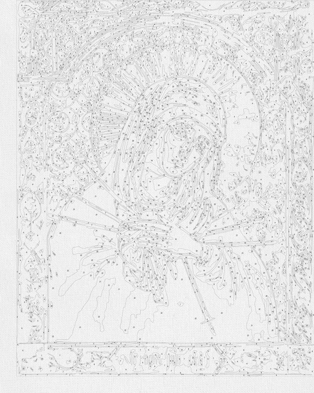 Pictură pe numere pe șasiu 40×50 cm – Icoana Maicii Domnului „Îmblânzitoarea inimilor rele” cu culori metalice – Religie – LW 3434