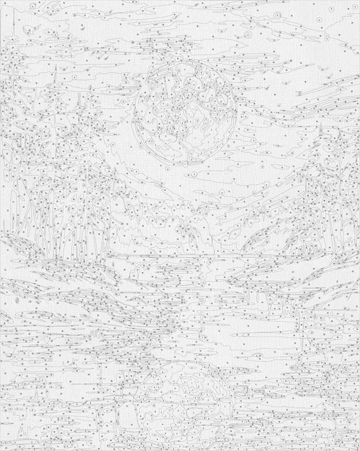 Pictură pe numere pe șasiu 40×50 cm – Peisaj de seară cu culori metalice – Peisaj – LW 3442