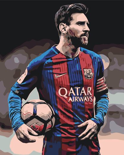 Pictură pe numere pe șasiu 40×50 cm – Fotbalistul Lionel Messi – Oameni – LW 345