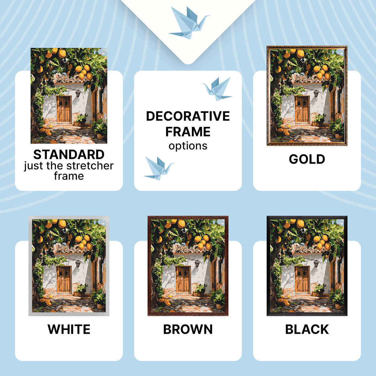 Pictură pe numere pe șasiu 40×50 cm – Curte cu lămâi – Peisaj – LW 3487