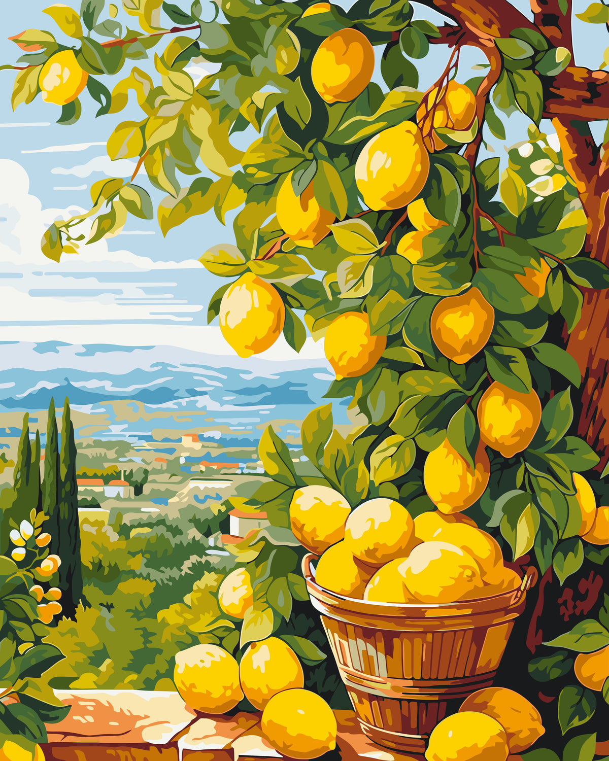 Pictură pe numere pe șasiu 40×50 cm – Lămâiul – Peisaj/Natură statică – LW 3490