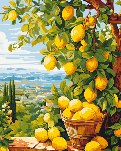 Pictură pe numere pe șasiu 40×50 cm – Lămâiul – Peisaj/Natură statică – LW 3490