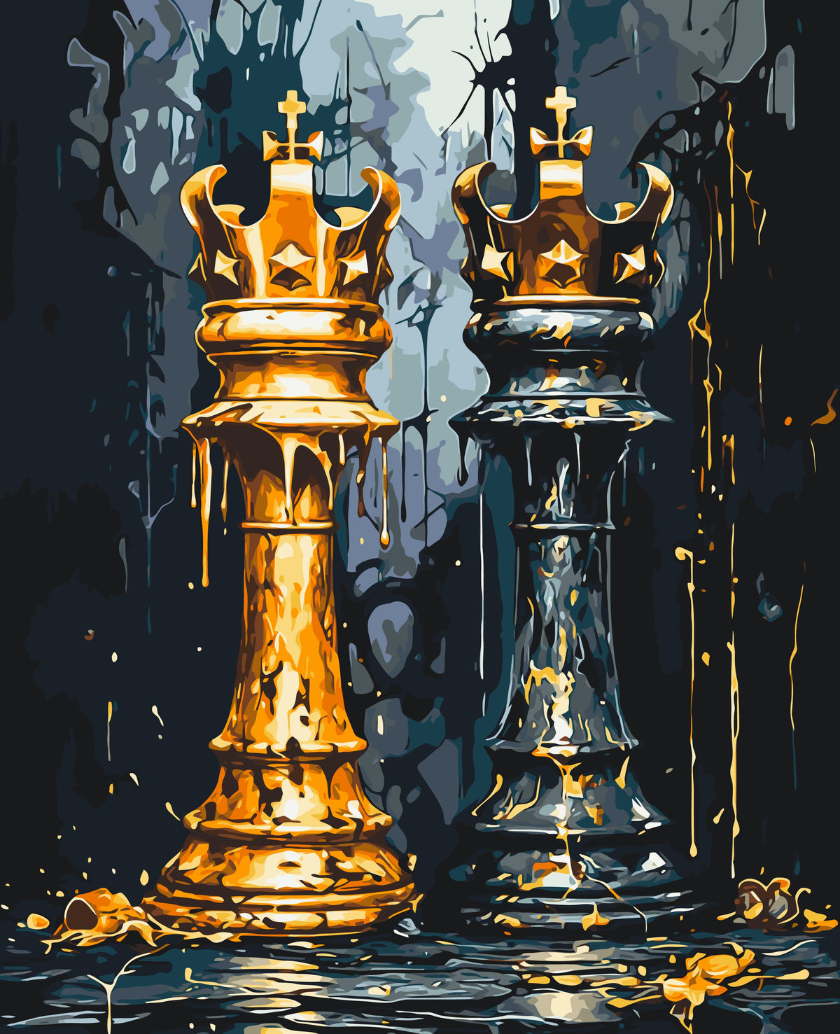 Pictură pe numere pe șasiu 40×50 cm – Șah: duel regal – Peisaj – LW 3491