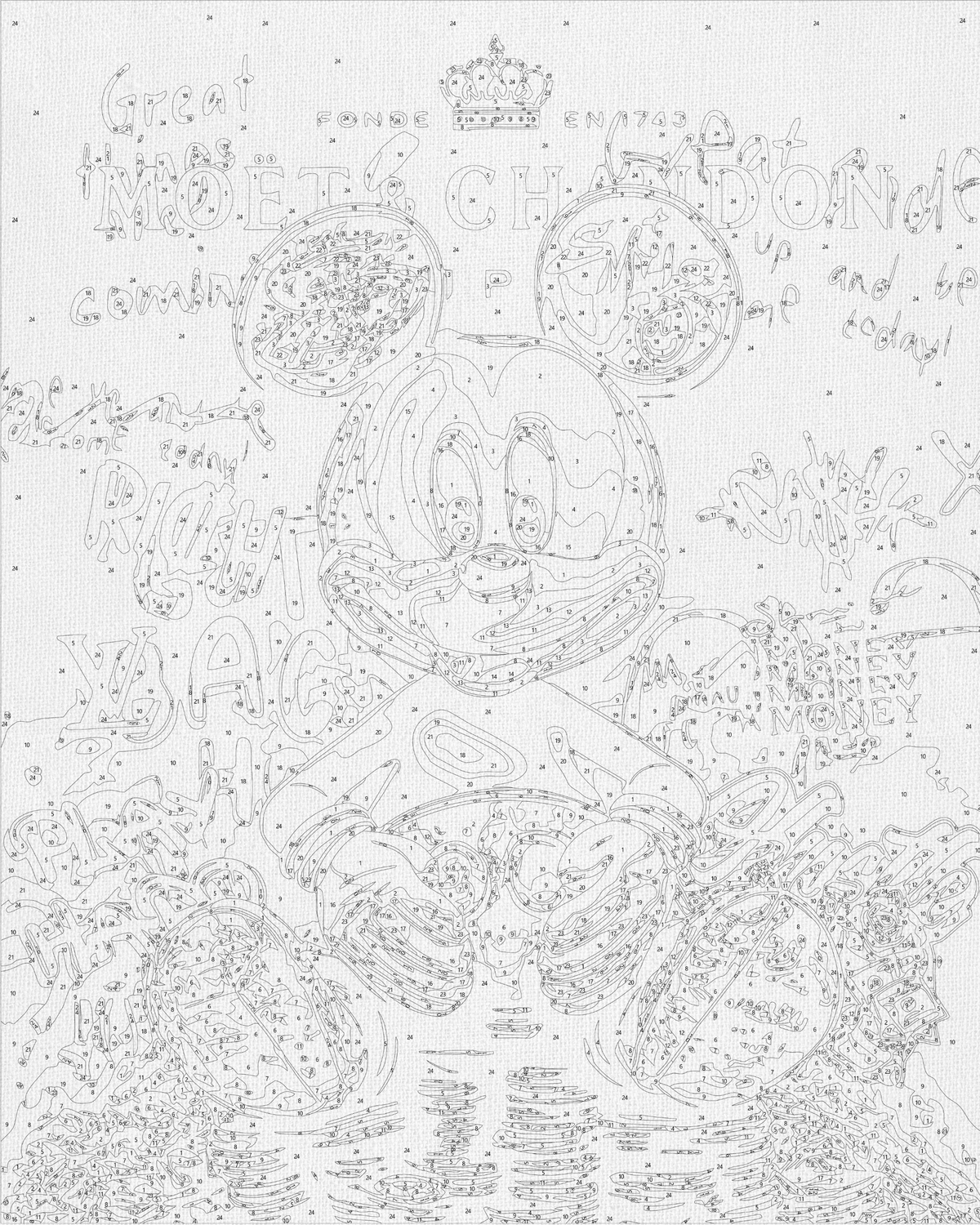 Pictură pe numere pe șasiu 40×50 cm – Mickey Mouse cu culori metalice – Eroi de film – LW 3493