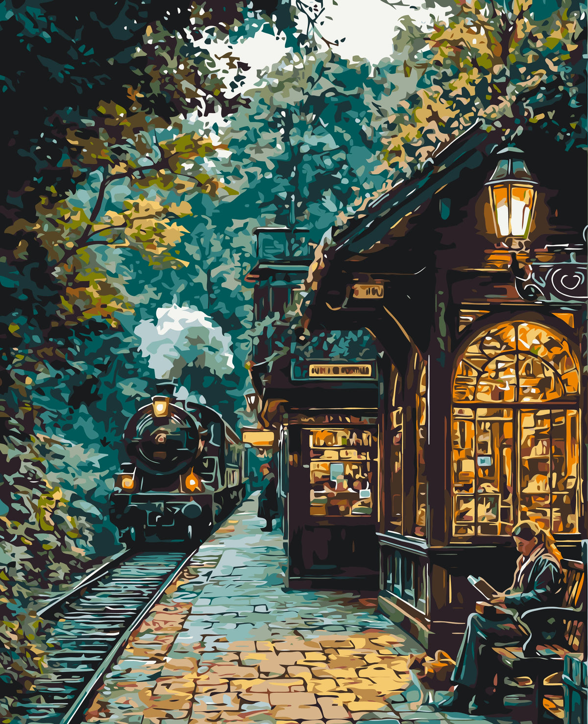 Pictură pe numere – așteptând trenul