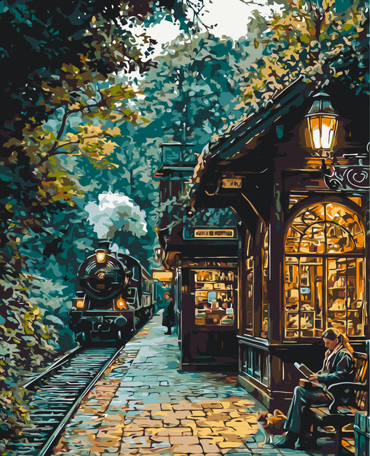 Pictură pe numere – așteptând trenul