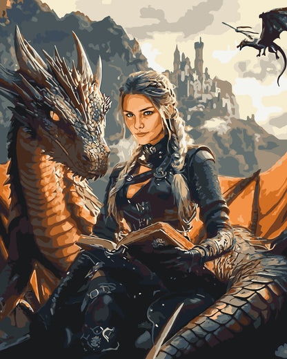 Pictură pe numere pe șasiu 40×50 cm – Fourth Wing. Aleasa dragonului – Fantasy/Oameni – LW 3522