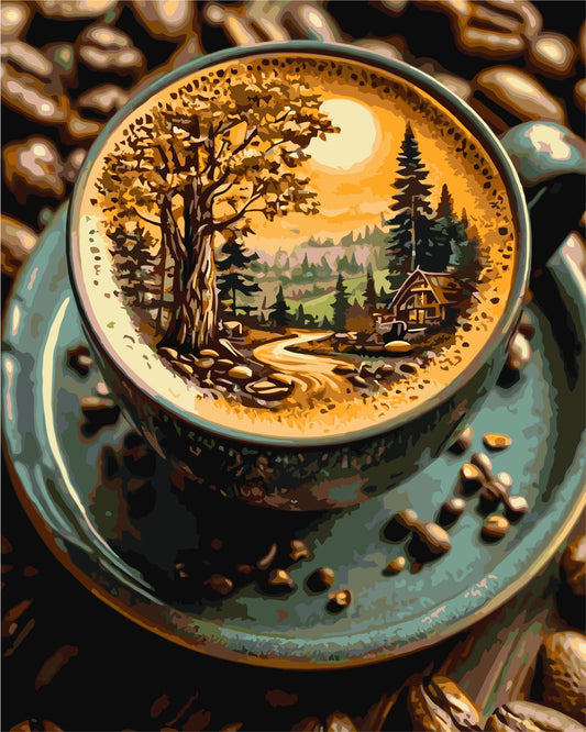 Pictură pe numere – cafea cu aromă de pădure