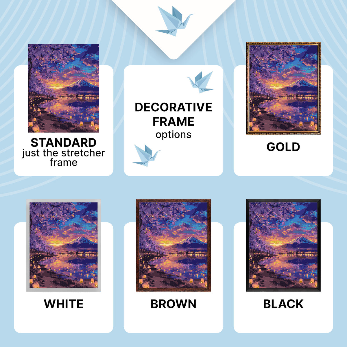 Pictură pe numere pe șasiu 40×50 cm – Fuji la amurg cu culori metalice – Peisaj – LW 3555