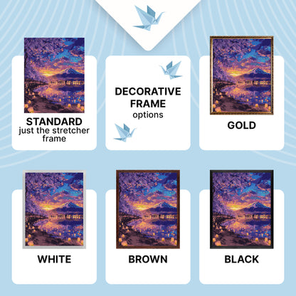 Pictură pe numere pe șasiu 40×50 cm – Fuji la amurg cu culori metalice – Peisaj – LW 3555