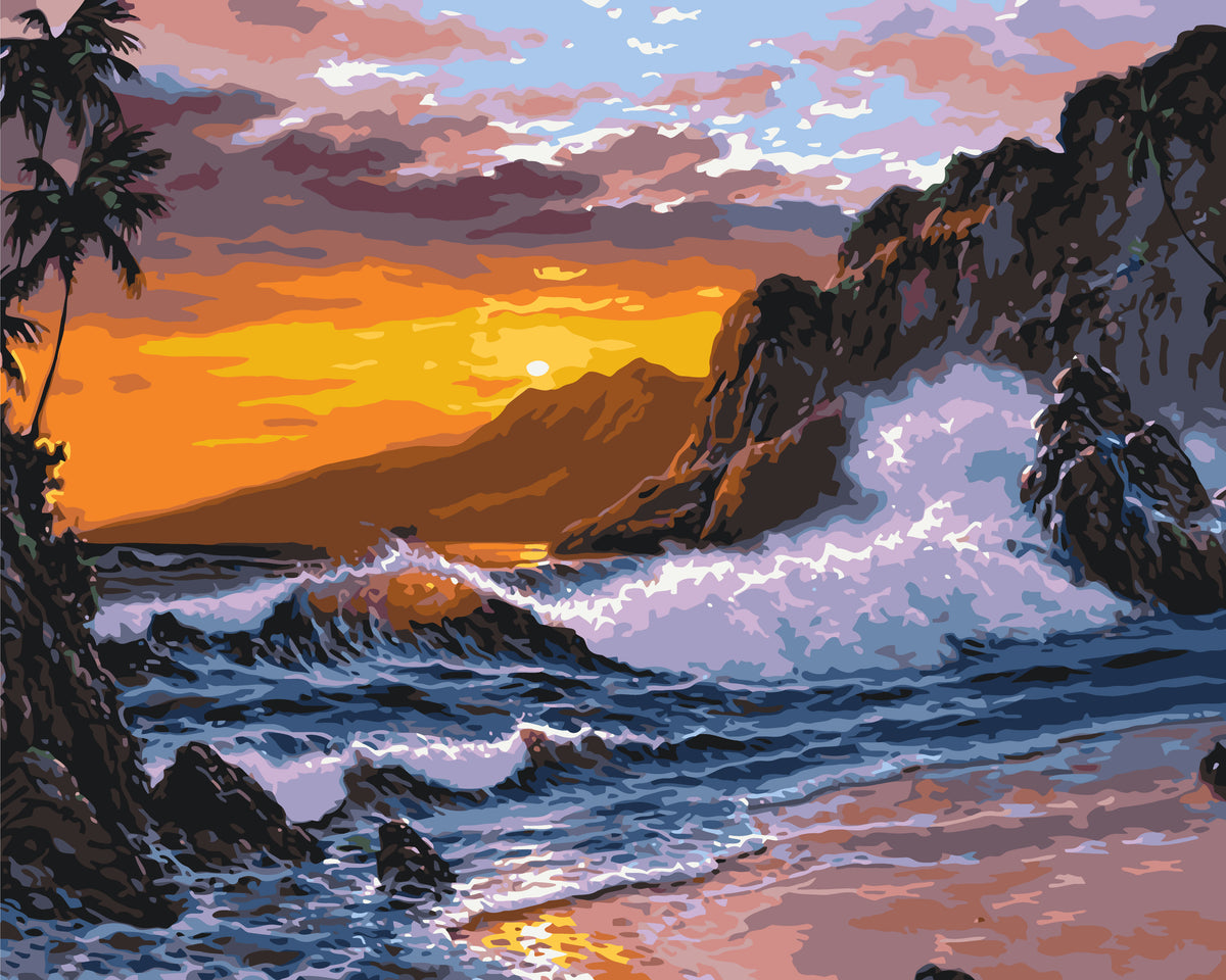 Pictură pe numere pe șasiu 40×50 cm – Mare la apus – Peisaj – LW 365