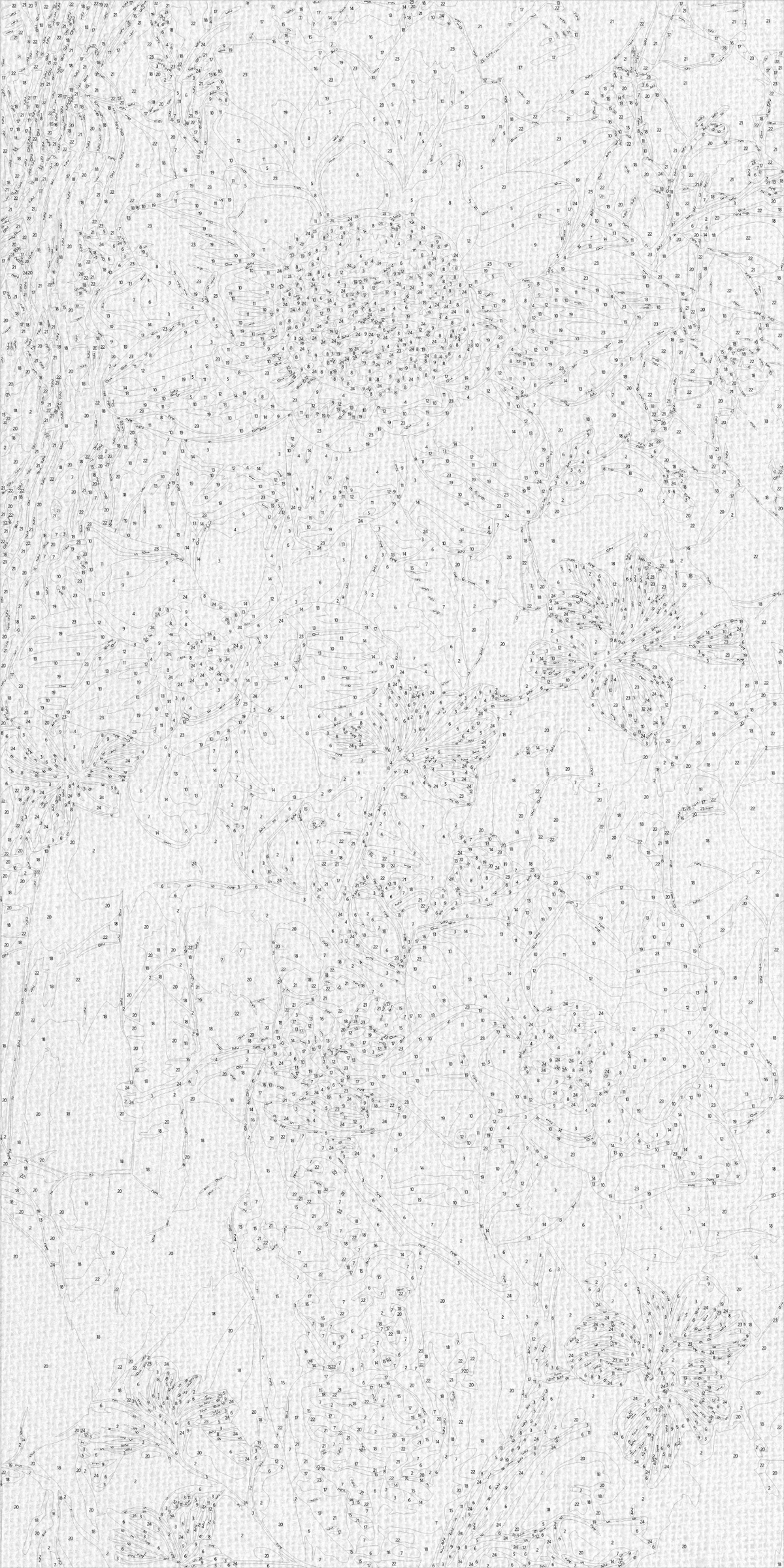 Pictură pe numere pe șasiu 40×80 cm – Flori pe fundal albastru cu culori metalice – Flori – LW 5102