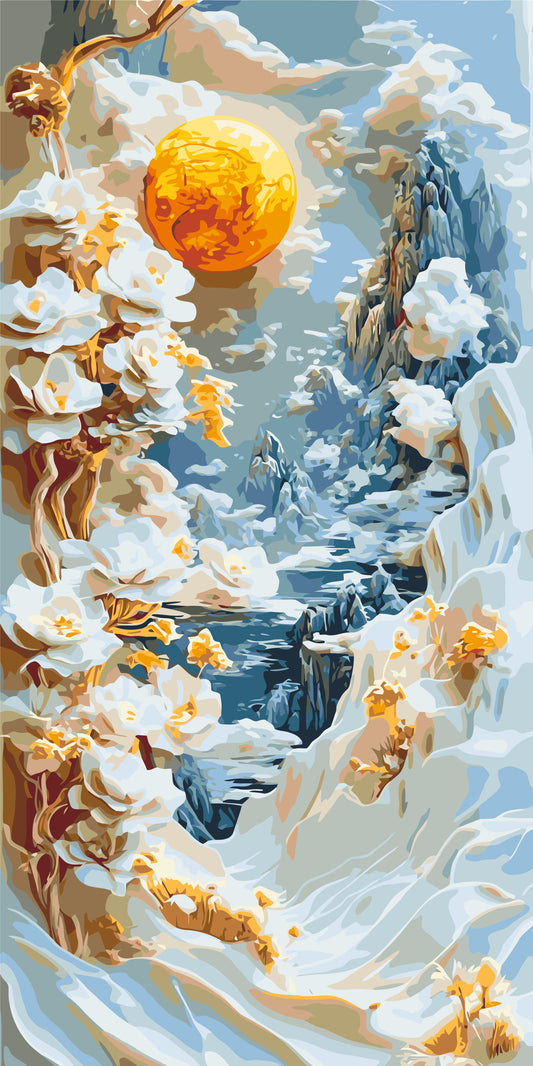Pictură pe numere – abstracție: flori de munte