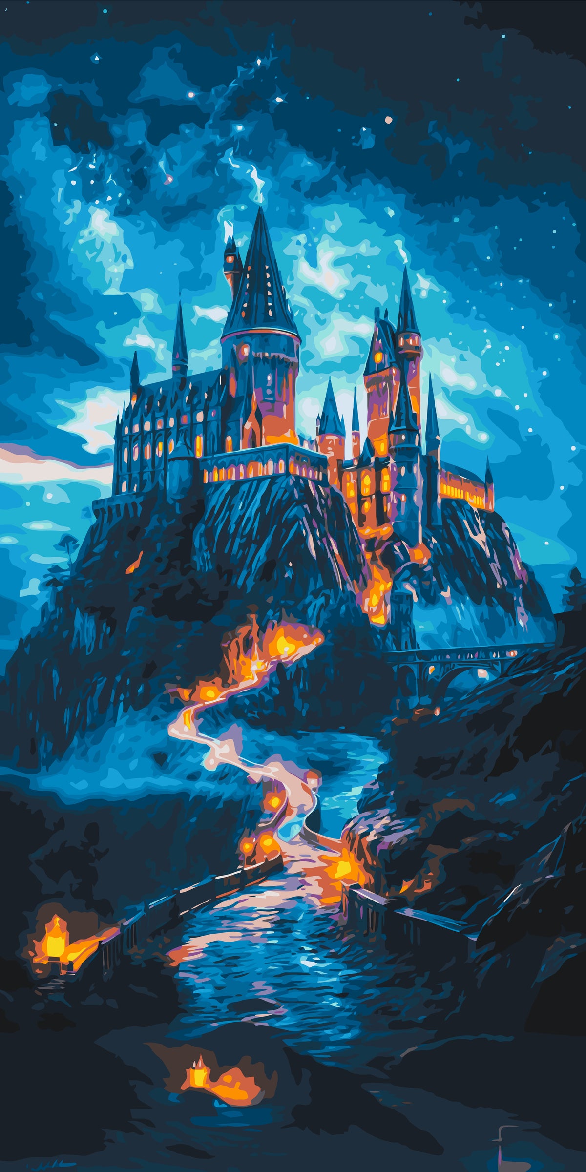 Pictură pe numere pe șasiu 40×80 cm – Hogwarts – Peisaj/Eroi de film – LW 5106